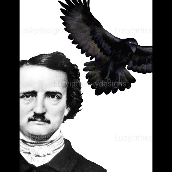 Art Print Edgar Allan Poe The Raven Spooky Gothic Halloween Decor - Picture 2 of 5